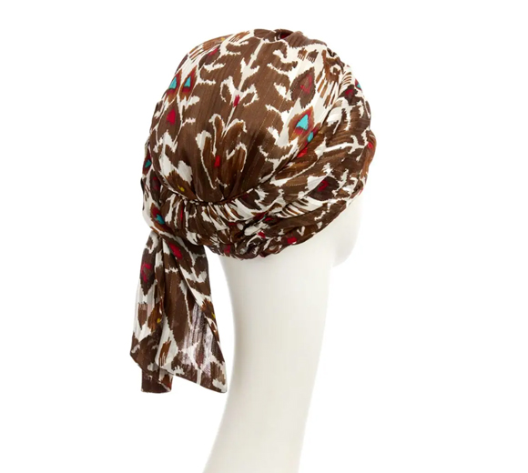 HocJuvela 3042-4053 2-in-1 Boho Turban Set with Removable Headband - Tribal Brown