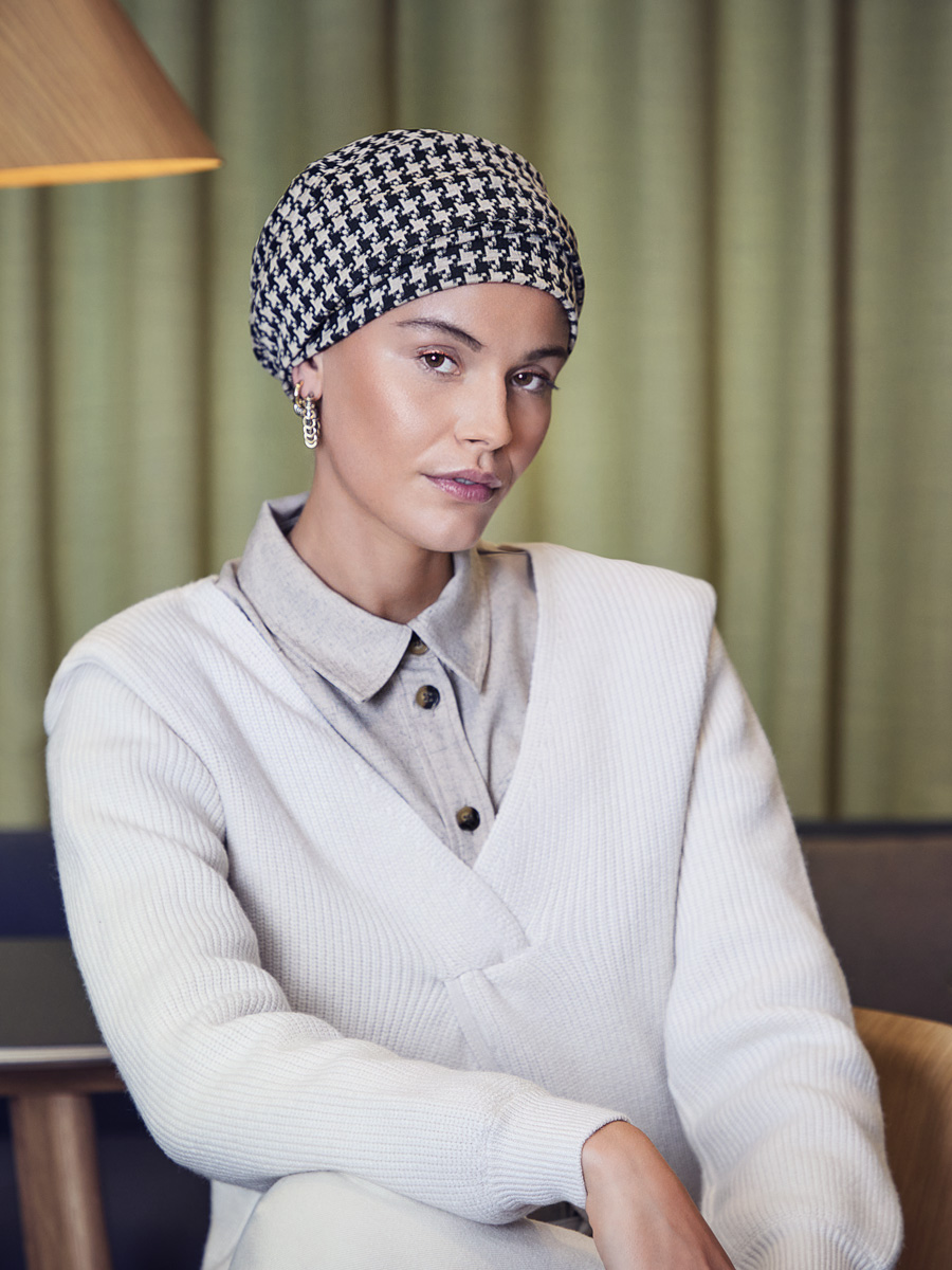 HocLea Viva Fine Corduroy Turban 1609-4132 - Black Beige