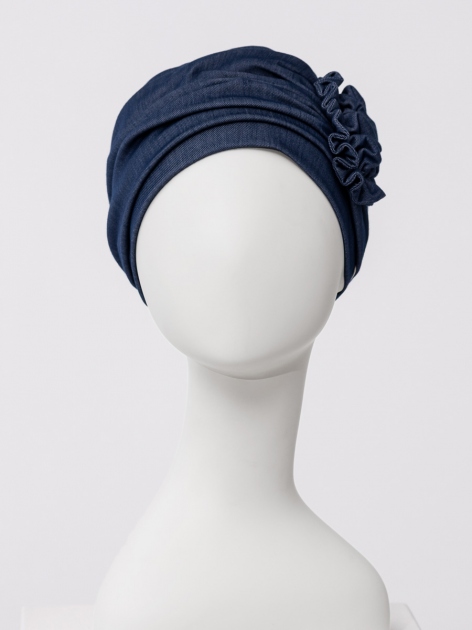 HocLotus Women's Turban 1613-4131 with Flower - Dark Blue Denim — photo 2