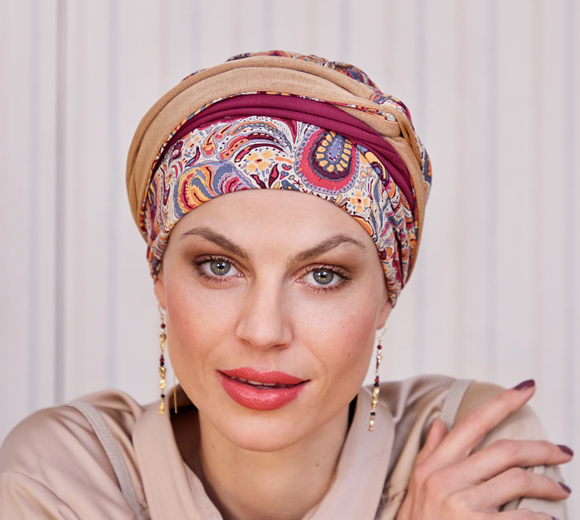 HocNoya 1585-4046 Bamboo Chemotherapy Turban - Moroccan Paisley