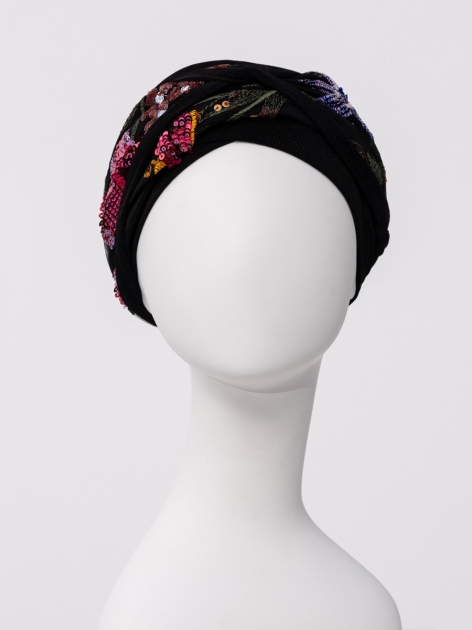HocPerla Boho Turban Set 3045-4143 with Headband - Floral Sequins — photo 2