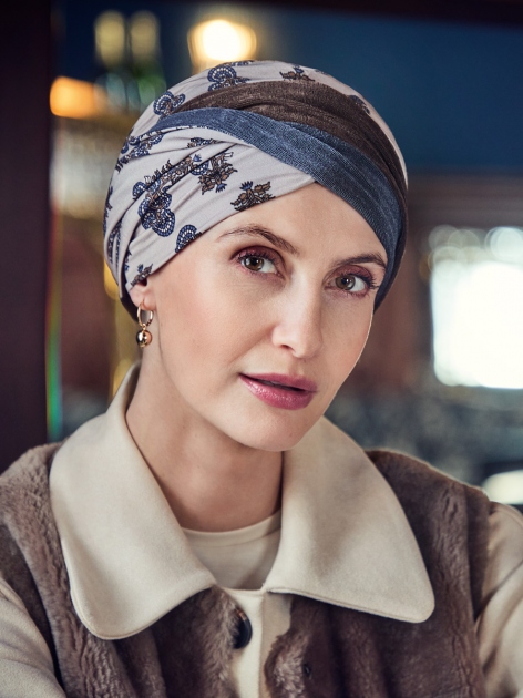 HocShakti Bamboo Viscose Turban 1418-4116 with Headband - Paisley Elegance — photo 1