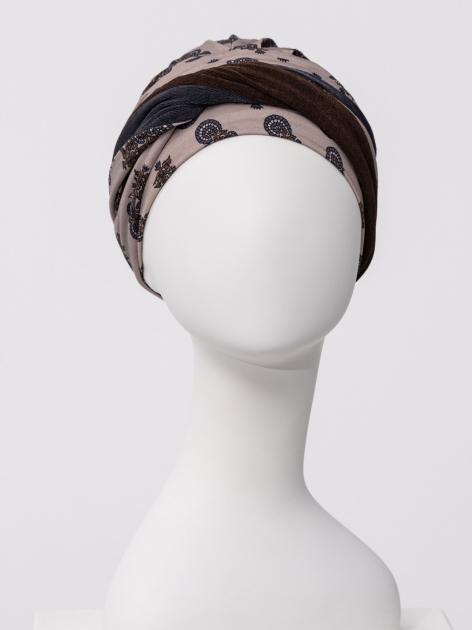 HocShakti Bamboo Viscose Turban 1418-4116 with Headband - Paisley Elegance — photo 2