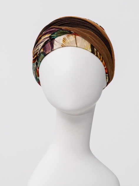 HocShakti Bamboo Viscose Turban 1418-4117 with Headband - Tribal Feathers — photo 2