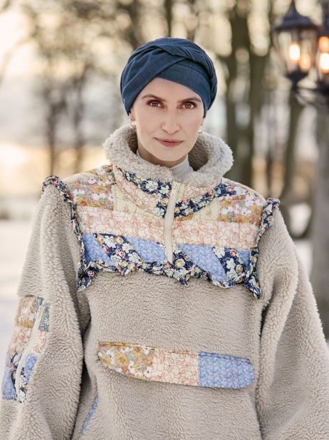 HocShakti Women's Turban 1614-4131 with Headband - Dark Blue Denim — photo 1