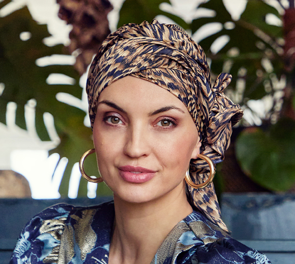 Turbante 2in1 Juvela 3042-4054 con Fascia Rimovibile - Waves of Blue