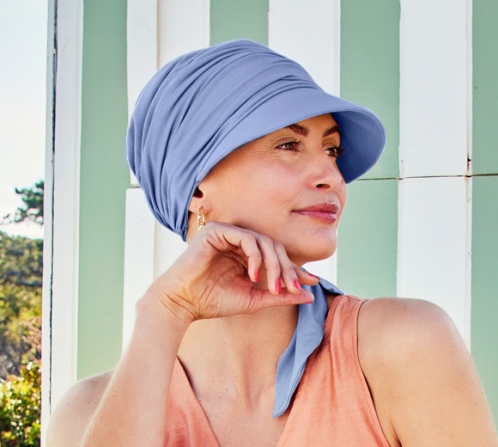 Cappellino Donna Oncologico Bambù UPF 50+ Azzurro 1577-0171