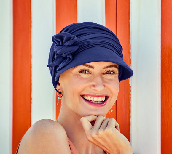 Cappellino Donna Oncologico Bambù UPF 50+ Blu 1577-0255