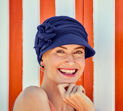 Cappellino Donna Oncologico Bambù UPF 50+ Blu 1577-0255