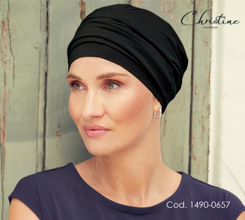 Turbante Elastico Chemioterapia Donna – Foulard Copricapo Morbido In Cotone/Poliestere – Bianco E Nero – Taglia Unica