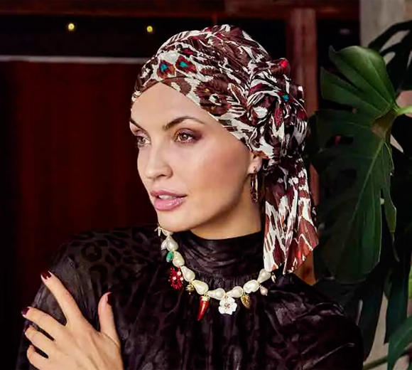 Set Turbante Boho 2in1 HocJuvela 3042-4053 Fascia Rimovibile - Tribal Brown