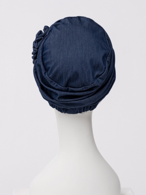 Turbante donna HocLotus 1613-4131 con fiore - Dark Blue Denim — foto 3