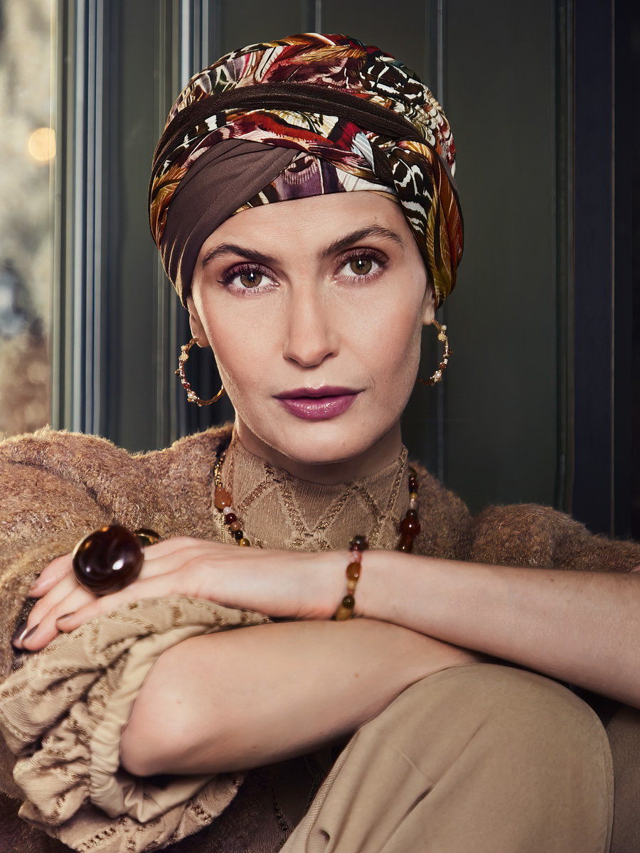 Turbante HocNoya 1585-4117 con fasce intrecciate - Tribal Feathers