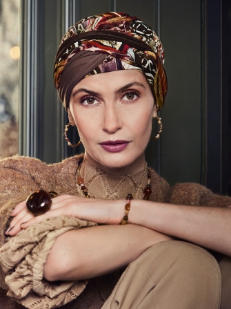 Turbante HocNoya 1585-4117 con fasce intrecciate - Tribal Feathers